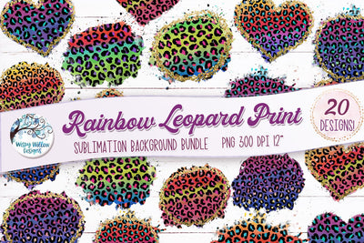 Rainbow Leopard Print Sublimation Background Bundle Sublimation Wispy Willow Designs 