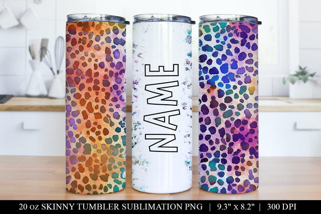 Rainbow Leopard Print Tumbler Wrap - 20oz Skinny Tumbler PNG Sublimation BijouBay 