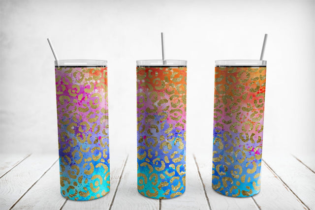 Rainbow Leopard Skinny Tumbler PNG-Leopard Sublimation PNG Sublimation Linden Valley Designs 