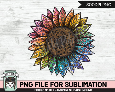 Rainbow Leopard Sunflower SUBLIMATION Design PNG, Leopard Sunflower Sublimation, Sunflower PNG Sublimation Designs, Pride Sublimation PNG Sublimation Wild Pilot 