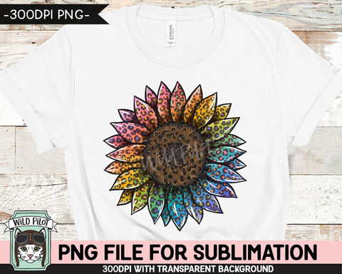 Rainbow Leopard Sunflower SUBLIMATION Design PNG, Leopard Sunflower Sublimation, Sunflower PNG Sublimation Designs, Pride Sublimation PNG Sublimation Wild Pilot 
