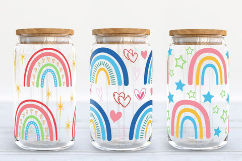 Rainbow Libbey Glass Wraps | 16oz Can Glass SVG SVG B Renee Design 