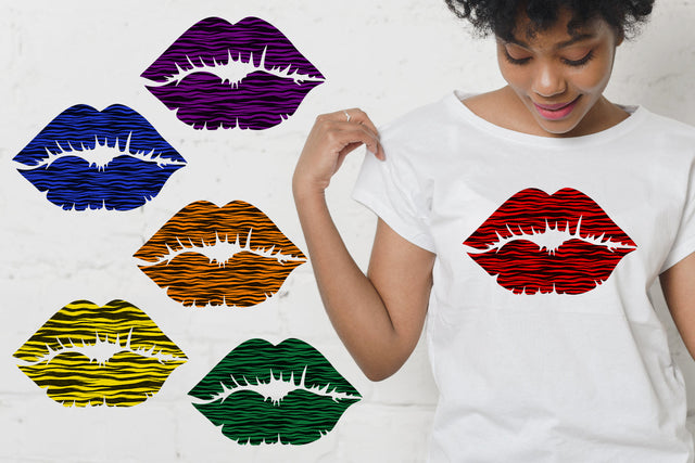 Rainbow Lips with Animal Print | 6 Sublimation designs Sublimation Pfiffen's World 