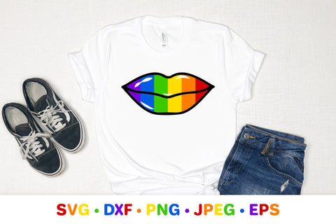 Rainbow lipstick kisses SVG. LGBT flag lips. Gay pride month SVG LaBelezoka 