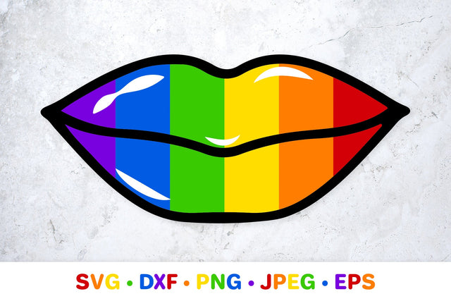 Rainbow lipstick kisses SVG. LGBT flag lips. Gay pride month SVG LaBelezoka 