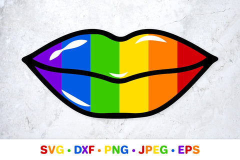 Rainbow lipstick kisses SVG. LGBT flag lips. Gay pride month SVG LaBelezoka 