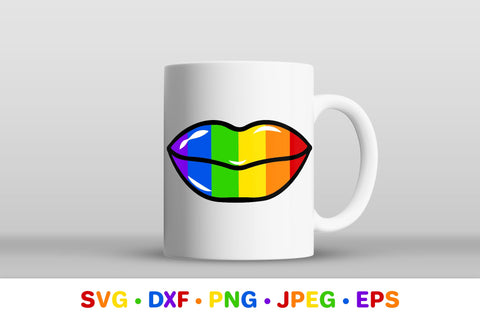 Rainbow lipstick kisses SVG. LGBT flag lips. Gay pride month SVG LaBelezoka 