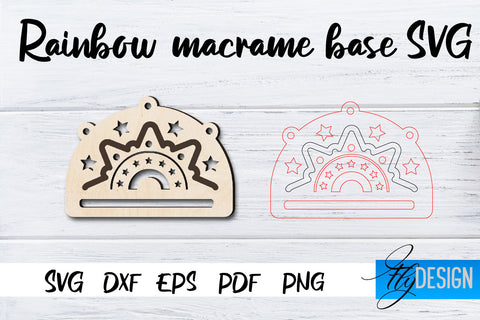 Rainbow Macrame base SVG | Macrame Laser Cut SVG | CNC files SVG Fly Design 