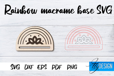 Rainbow Macrame base SVG | Macrame Laser Cut SVG | CNC files SVG Fly Design 