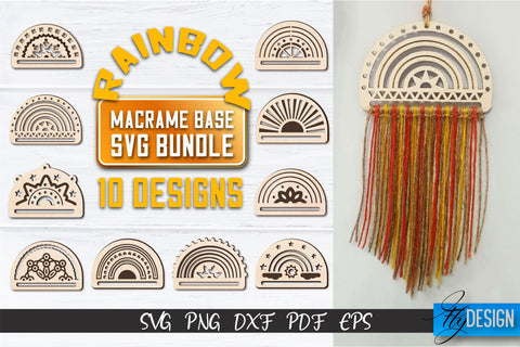 Rainbow Macrame base SVG | Macrame Laser Cut SVG | CNC files SVG Fly Design 