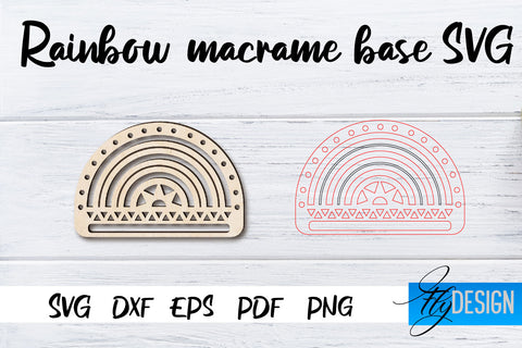 Rainbow Macrame base SVG | Macrame Laser Cut SVG | CNC files SVG Fly Design 