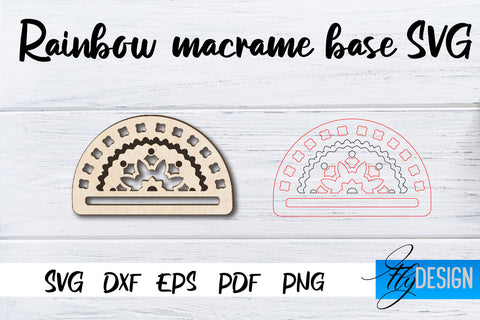 Rainbow Macrame base SVG | Macrame Laser Cut SVG | CNC files SVG Fly Design 