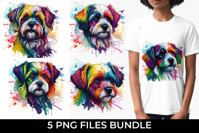 Rainbow Maltese Dog Watercolor Bundle Free For Commercial Use Sublimation Sintegra 