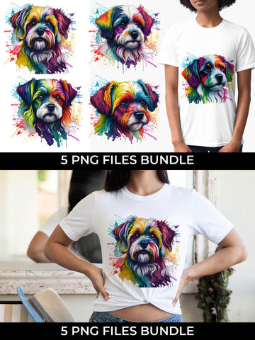 Rainbow Maltese Dog Watercolor Bundle Free For Commercial Use Sublimation Sintegra 