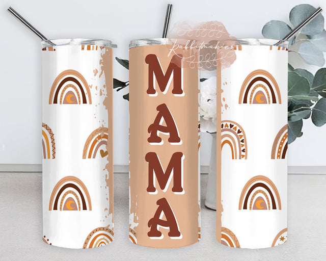 Rainbow Mama 20 oz Skinny Tumbler, Boho Rainbow Mama Tumbler Png, Boho Rainbow Leopard Tumbler Wrap Sublimation Rabbitmakies 