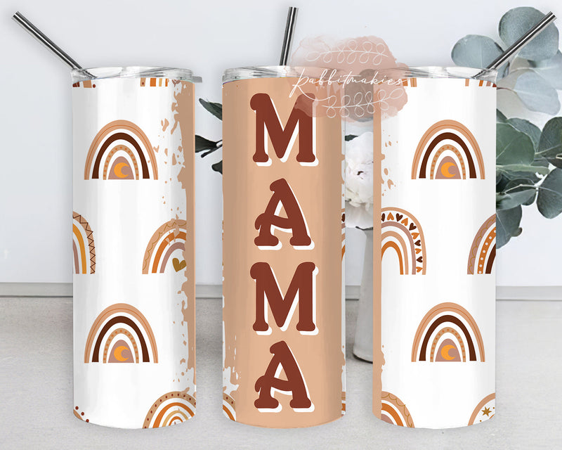 Rainbow Mama 20 oz Skinny Tumbler, Boho Rainbow Mama Tumbler Png, Boho Rainbow Leopard Tumbler Wrap Sublimation Rabbitmakies 