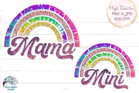 Rainbow Mama and Mini PNG Sublimation Sublimation Wispy Willow Designs 