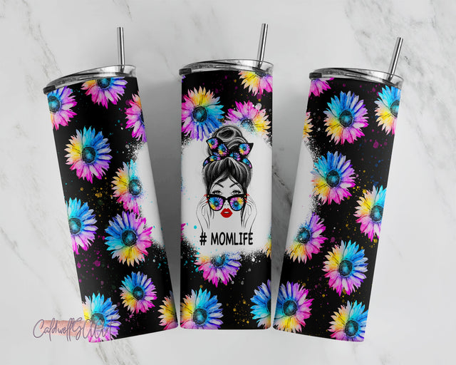 Rainbow Mom Life Leopard Print Sunflowers Mom Bun Hair Funny Seamless Sublimation Designs Downloads - Skinny Tumbler 20oz Design Sublimation CaldwellArt 
