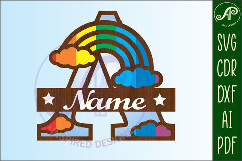 Rainbow Monogram Letter A SVG File SVG APInspireddesigns 