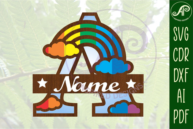 Rainbow Monogram Letter A SVG File SVG APInspireddesigns 