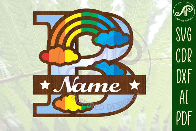 Rainbow Monogram Letter B SVG file SVG APInspireddesigns 