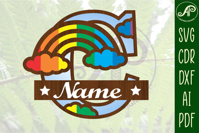 Rainbow Monogram Letter C SVG file SVG APInspireddesigns 