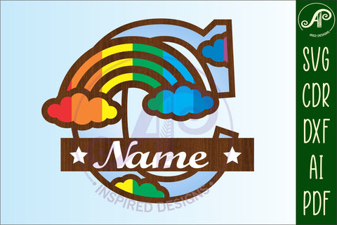 Rainbow Monogram Letter C SVG file SVG APInspireddesigns 
