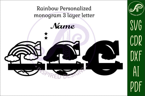 Rainbow Monogram Letter C SVG file SVG APInspireddesigns 