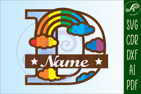 Rainbow Monogram Letter D SVG file SVG APInspireddesigns 