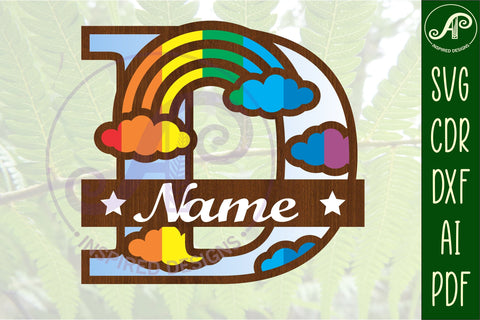 Rainbow Monogram Letter D SVG file SVG APInspireddesigns 
