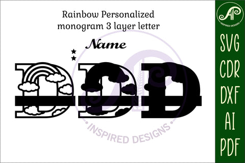 Rainbow Monogram Letter D SVG file SVG APInspireddesigns 