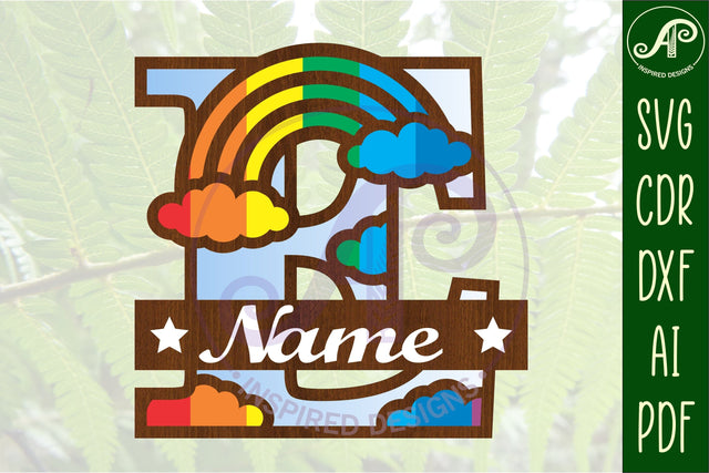 Rainbow Monogram Letter E SVG file SVG APInspireddesigns 