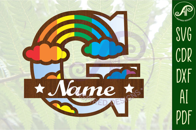 Rainbow Monogram Letter G SVG file SVG APInspireddesigns 