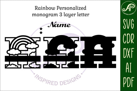 Rainbow Monogram Letter H SVG file SVG APInspireddesigns 