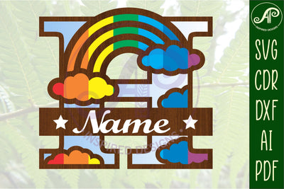Rainbow Monogram Letter H SVG file SVG APInspireddesigns 