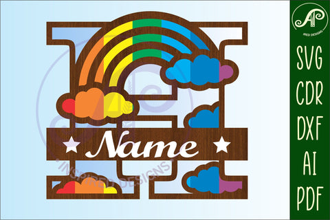 Rainbow Monogram Letter H SVG file SVG APInspireddesigns 