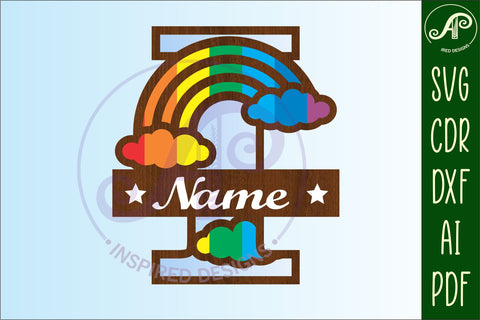 Rainbow Monogram Letter I SVG file SVG APInspireddesigns 