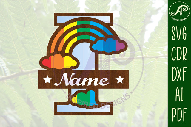 Rainbow Monogram Letter I SVG file SVG APInspireddesigns 