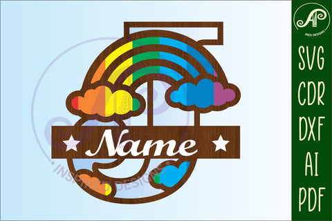 Rainbow Monogram Letter J SVG file SVG APInspireddesigns 