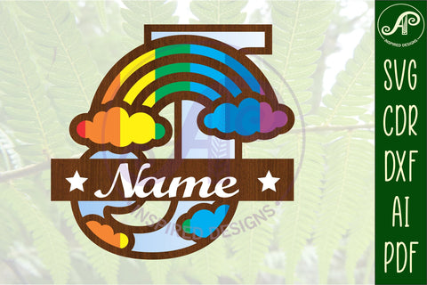 Rainbow Monogram Letter J SVG file SVG APInspireddesigns 