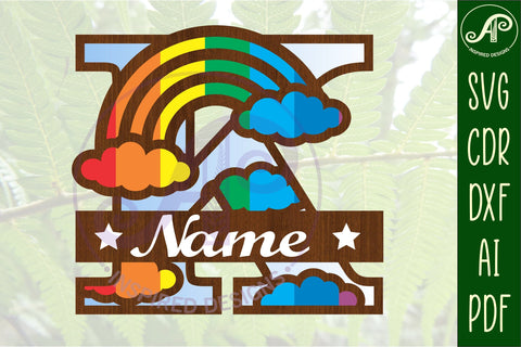 Rainbow Monogram Letter K SVG file SVG APInspireddesigns 