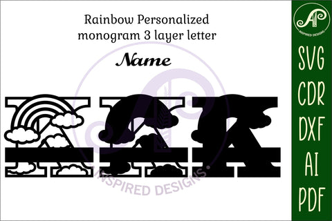 Rainbow Monogram Letter K SVG file SVG APInspireddesigns 