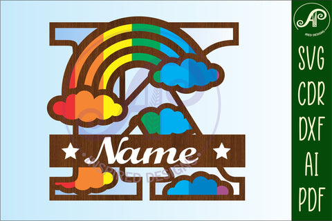 Rainbow Monogram Letter K SVG file SVG APInspireddesigns 