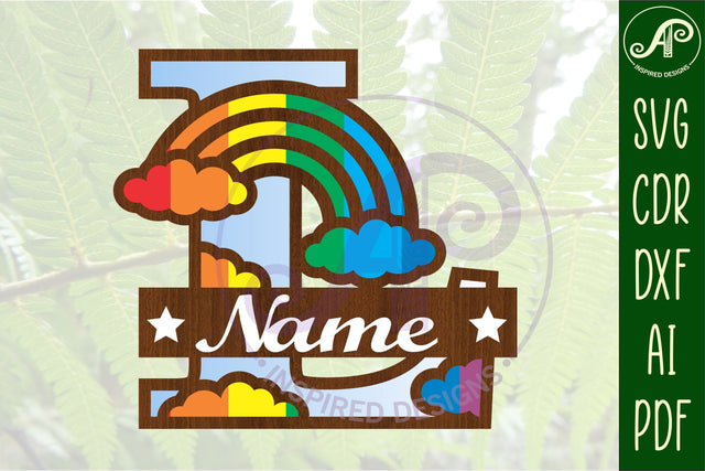 Rainbow Monogram Letter L SVG file SVG APInspireddesigns 