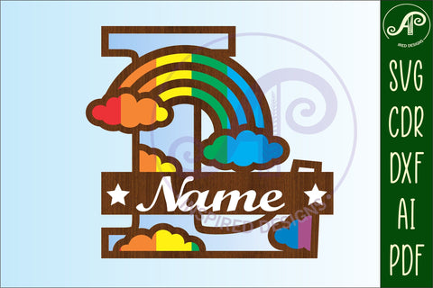 Rainbow Monogram Letter L SVG file SVG APInspireddesigns 