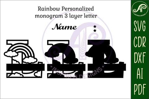 Rainbow Monogram Letter L SVG file SVG APInspireddesigns 