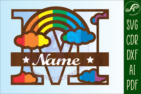 Rainbow Monogram Letter M SVG file SVG APInspireddesigns 