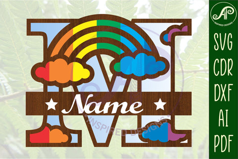 Rainbow Monogram Letter M SVG file SVG APInspireddesigns 