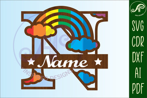 Rainbow Monogram Letter N SVG file SVG APInspireddesigns 