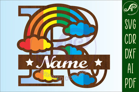 Rainbow monogram letter Name signs 3 layer design plus name bundle SVG APInspireddesigns 